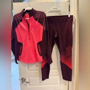 Under Armour Coral and Plum ColdGear Zip-Up Jacket and Leggings